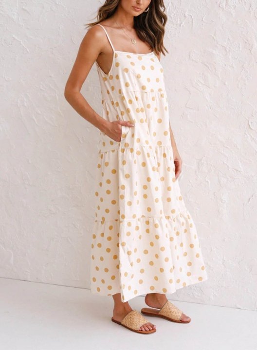 Women's Maxi Dresses Polka Dot Spaghetti Dress