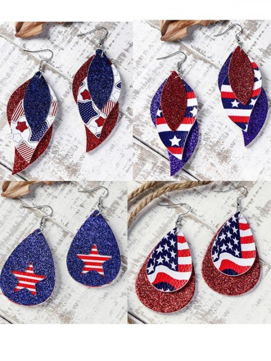 Flag Multi-layer Leaf Sequin Earrings