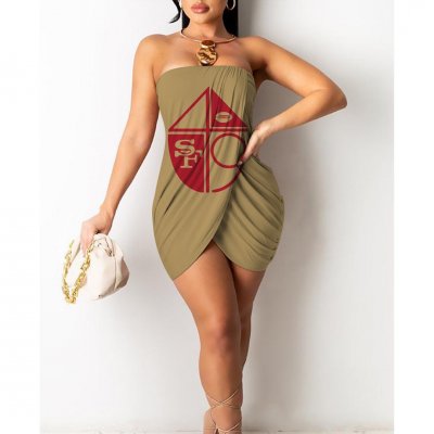 San Francisco 49ers Printed Irregular Bandeau Midi Dress