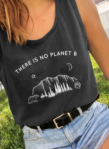 Women's Tank Tops Letter there is no planet b Sleeveless Round Neck Daily Casual Tank Top