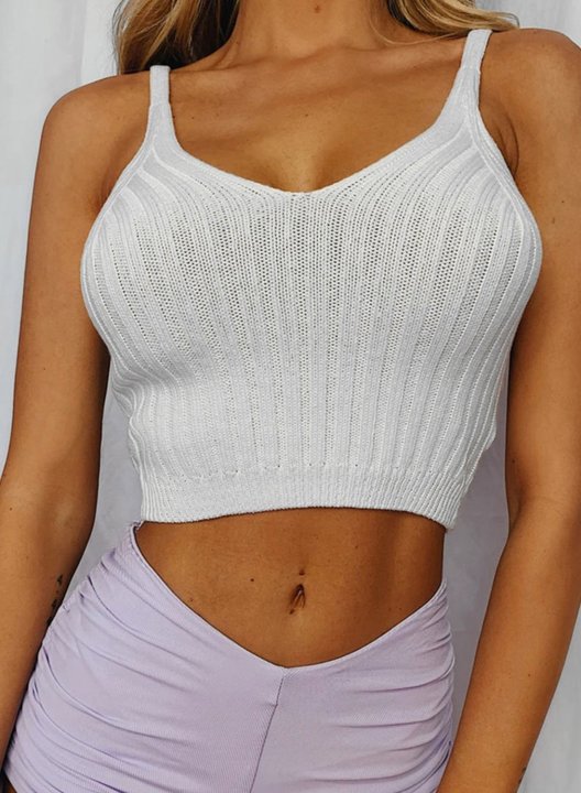 Women's Tank Tops Solid Spaghetti Cropped Sleeveless Summer Cute Daily Tops