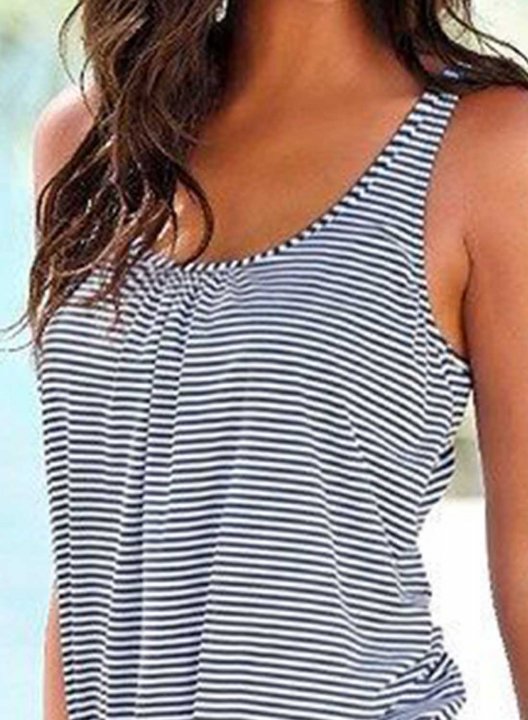 Women's Tankinis Striped Color Block U Neck Padded Tankini