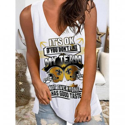 Women's New Orleans Saints Team Loose V-neck Sleeveless T-Shirt Top