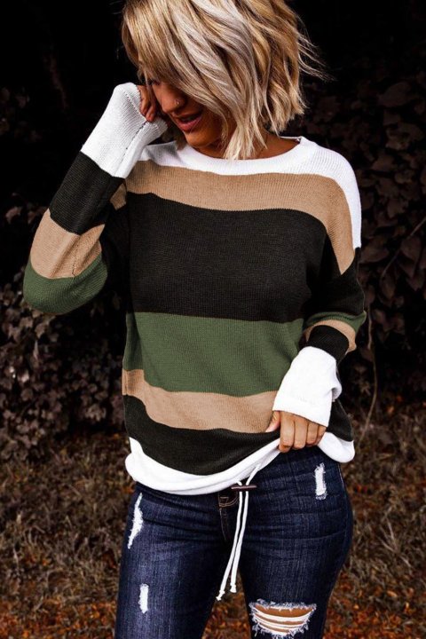 Women's Sweaters Colorblock Knit Pullover Sweaters