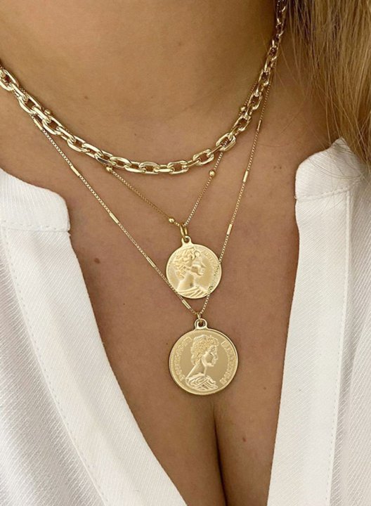 Women's Necklaces Solid Portrait Alloy Necklaces