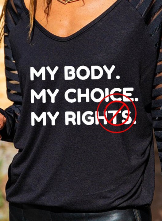 Women's Choice My Rights Sweatshirt V Neck Casual Long Sleeve Feminists Shirts