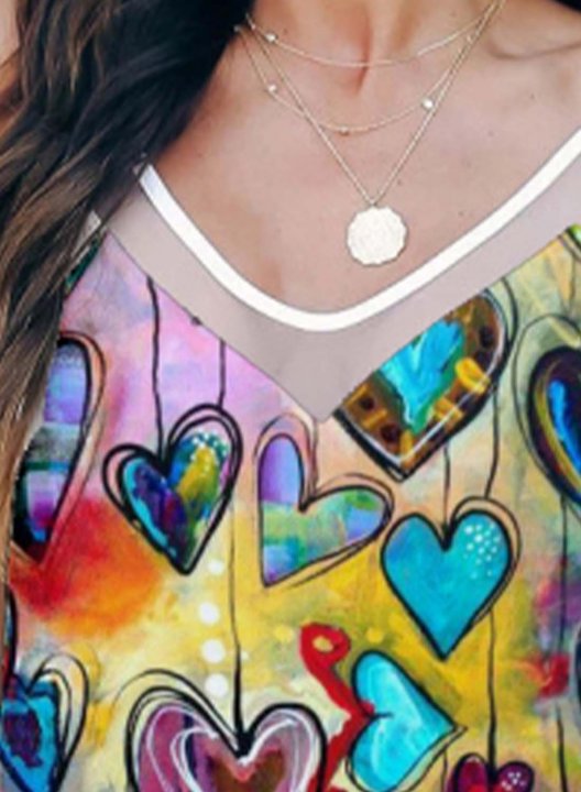 Women's Tank Tops Mesh Multicolor Heart-shaped Sleeveless Spaghetti Casual Tank Top