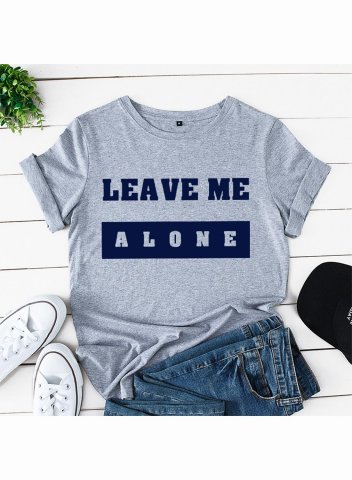 Women's Funny T-shirts Letter Leave Me Alone Short Sleeve Round Neck Casual T-shirt