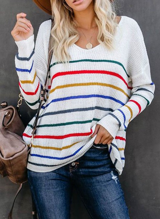 Striped Loose Fit Knit One Shoulder Top