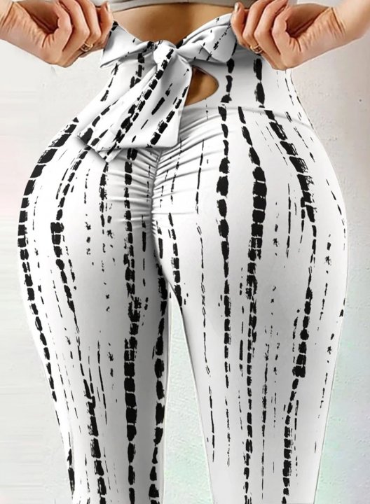 Women's Leggings Slim Color Block High Waist Knot Daily Track Pants