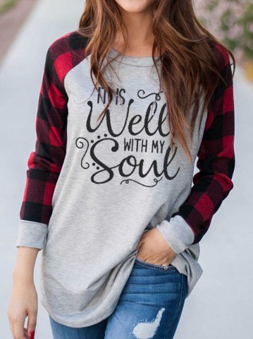 Women's It Is Well With My Soul Plaid Sleeve Shirt