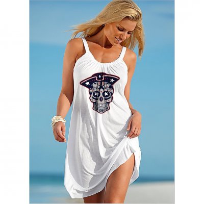 V-neck New England Patriots Team Print Sleeveless Loose Beach Dress
