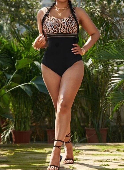 Women's One Piece Swimwear Leopard Plus Size One-Piece Swimsuits One-Piece Bathing Suits