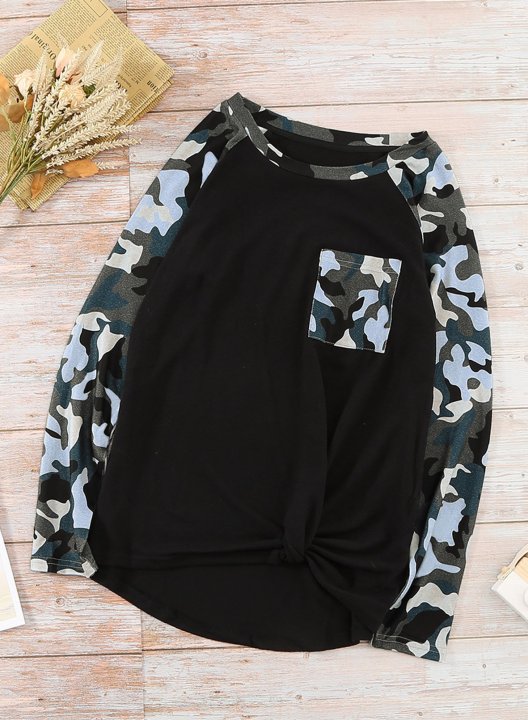 Twisted Camouflage Color Block Sweatshirt