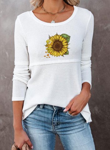 Women's T-shirts Sunflower Asymmetric Hem T-shirt