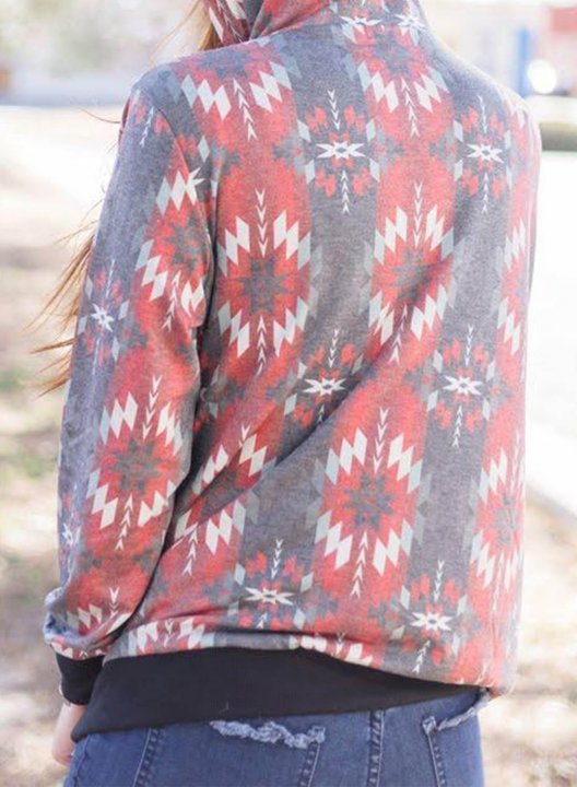 Ethnic Geometric Printed Hoodie