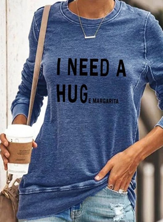 I Need A Huge Margarita Women's Shirt Letter Long Sleeve Round Neck Casual Sweatshirt