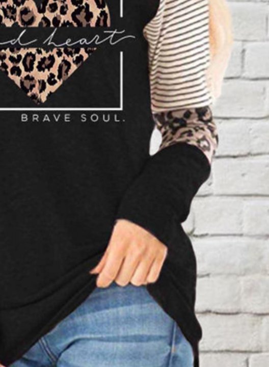 Women's Pullovers Color Block Striped Leopard Round Neck Long Sleeve Casual Daily Pullovers