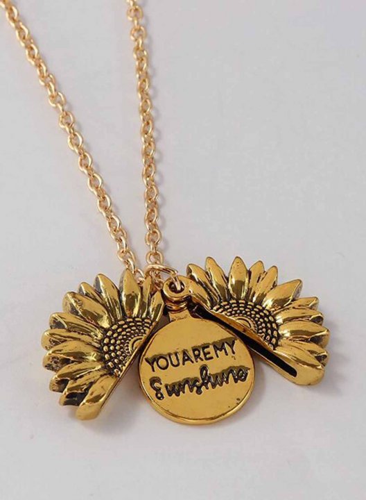 Keep Fucking Going Sunflower Locket Pendant Necklace