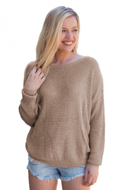 Women's Sweaters Cross Back Hollow-out Knitted Pullover Sweaters