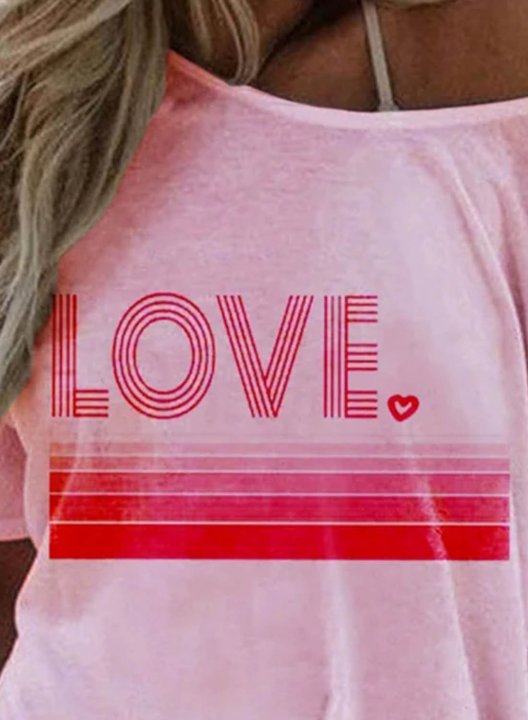 Women's T-shirts Letter Love Print Short Sleeve Round Neck Daily T-shirt