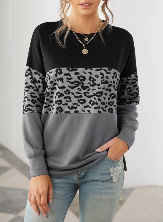 Woman's Striped Contrast Stitching Sweatshirt