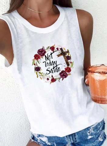 Women's Tank Tops Floral Not Today Santa Letter Sleeveless Round Neck Casual Tank Top