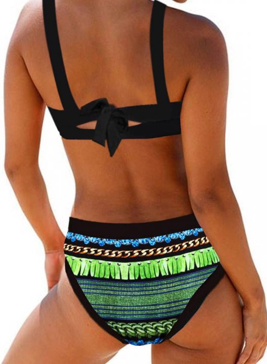 Women's Bikinis Color Block Tribal Knot Bikini