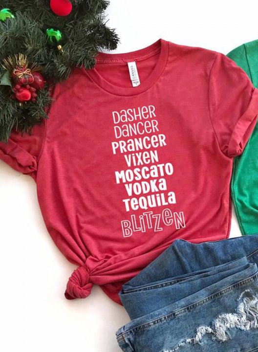 Women's Dasher Dancer Prancer Vixen Moscato Vodka Tequila Blitzen T-shirts