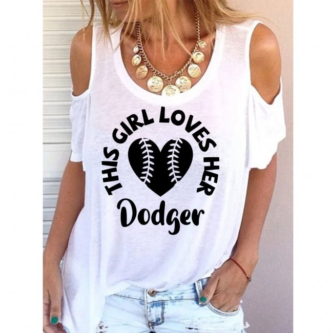 Women's Los Angeles Dodgers Printed Short Sleeve Casual Top