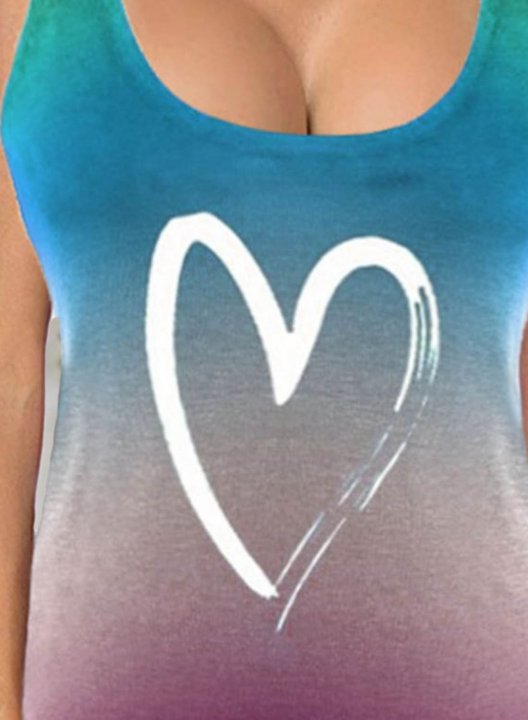 Women's Tank Tops Color Block Heart-shaped Sleeveless U Neck Daily Casual Tank Top