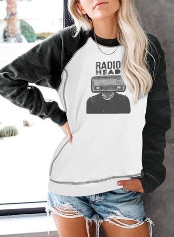 Women's Sweatshirts Letter Abstract Long Sleeve Round Neck Casual Daily Sweatshirt