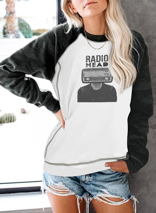 Women's Sweatshirts Letter Abstract Long Sleeve Round Neck Casual Daily Sweatshirt