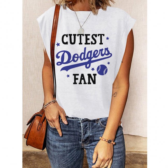 Women's Los Angeles Dodgers Printed Short Sleeve Casual T-shirt