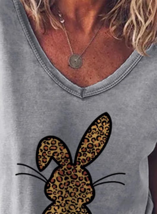 Women's T-shirts Animal Print Leopard V Neck Short Sleeve Casual Daily T-shirts