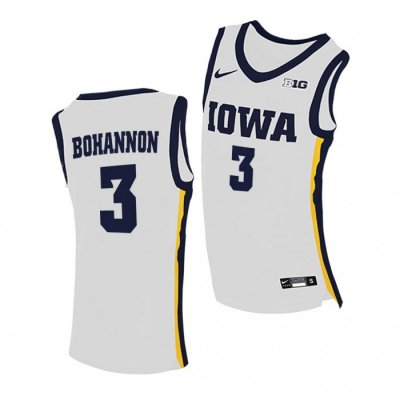 Iowa Hawkeyes Jordan Bohannon White 2020-21 Home College Basketball Jersey