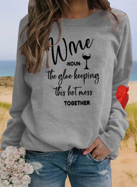 Wine The Glue Holding This 2020 Sweatshirt Casual Crew Neck Print Long Sleeve Sweatshirts