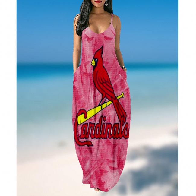 Women's summer St. Louis Cardinals Team Print suspender skirt