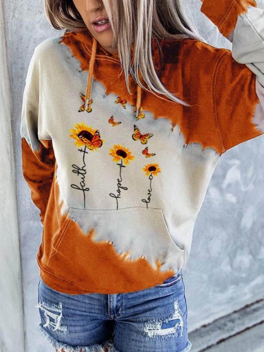 Women's Faith Hope Love Sunflower Print Sweatshirt