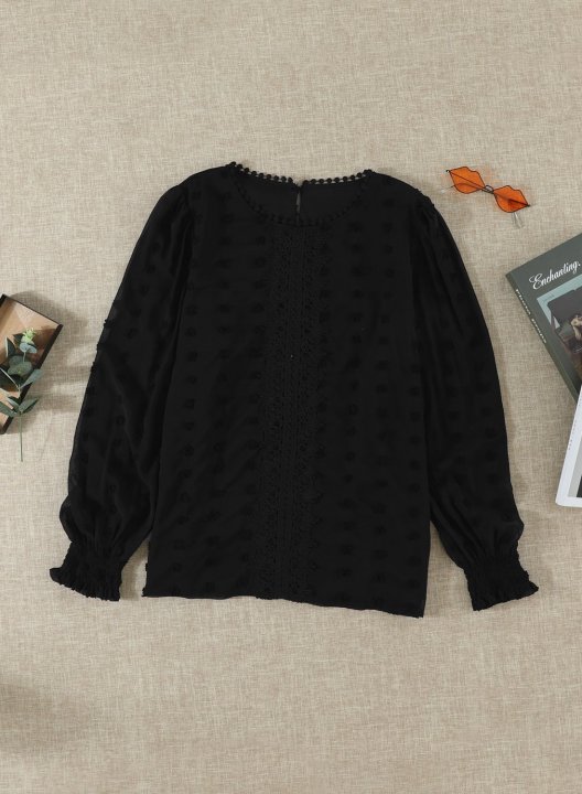 Tulle Lantern Sleeve Casual Blouse