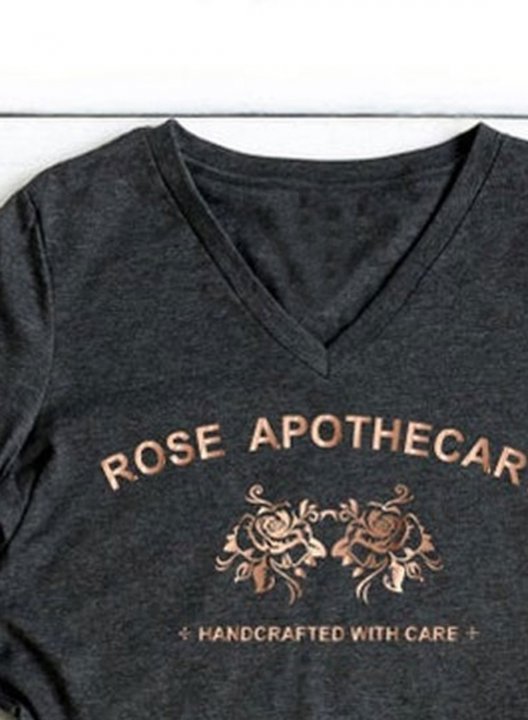 Women's Rose Apothecary T-shirts Casual Letter Color Block Sweetheart Neck Short Sleeve Daily Basic T-shirts