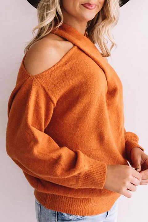 Women v-neck off-shoulder sweater Two wearing ways