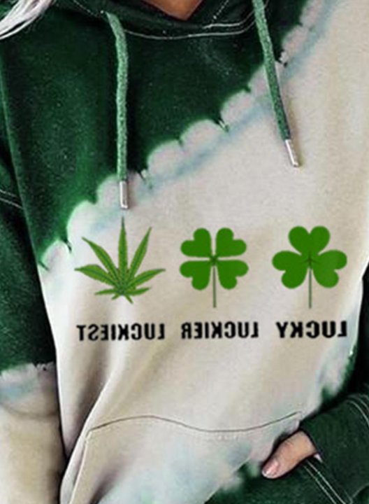 Women's St Patrick's Day Lucky Hoodies Color Block Drawstring Long Sleeve Pocket Casual Hoodies