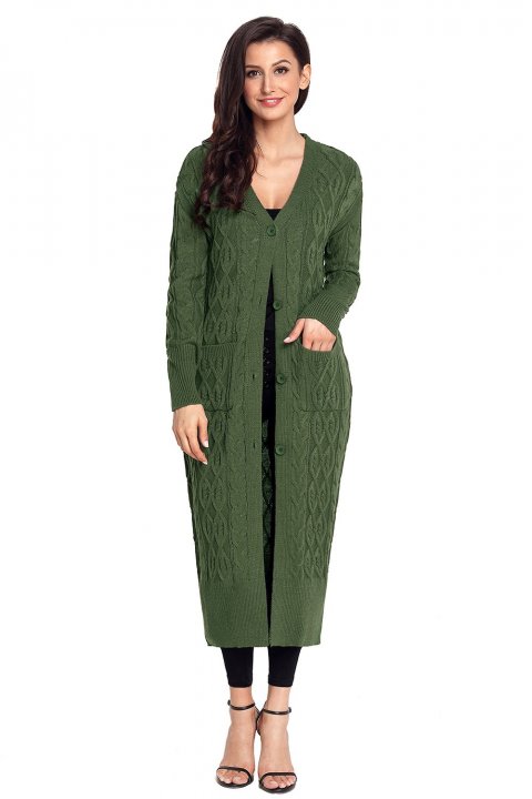 Women's Cardigans Cable Knit Long Cardigan