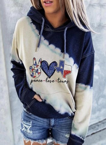Women's Peace Love Texas Hoodies Sequin Letter Festival Texas Independence Day Hoodies
