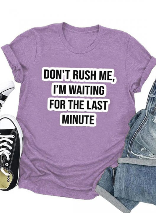 Women's Don't Rush Me I'm Busy Procrastinating Tee T-shirts Letter Print Long Sleeve Round Neck Casual T-shirt