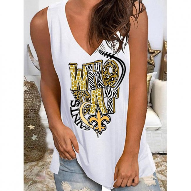 Women's New Orleans Saints Team Loose V-neck Sleeveless T-Shirt Top