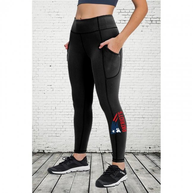 NEW ENGLAND PATRIOTS Women's High Pocket Waist Yoga Pants Slimming Booty Leggings Workout Running Butt Lift Tights