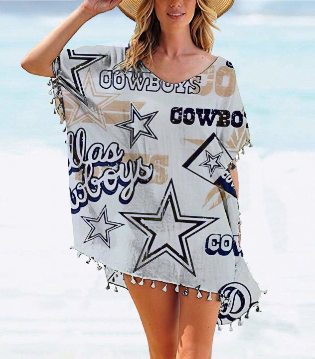 Cowboys Team series summer women's tassel Chiffon beach blouse