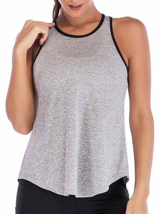 Women's Tank Tops Solid Sleeveless Round Neck Casual Sporty Tank Top